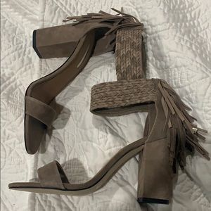 Block fringe heels
